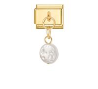 Loozykit Italian charm bracelet gold with pendant italian charms DIY adjustable 9mm stainless steel italian module bracelet Personality bracelet accessories(white small pearl)