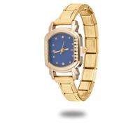 Loozykit Italian Charm Bracelet Silver Gold 9mm Italian Charms Watch Men Stainless Geometric dial Module Watch Detachable Charms Ladies Watches Girl boy Gift(Golden Royal Blue 18.5 * 11cm)