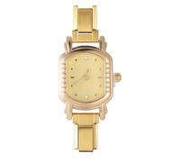 Loozykit Italian charm bracelet silver gold watch head 9mm Italian charms watch men stainless Geometric dial module watch detachable charms Ladies Watches girl boy Gift(Golden yellow 5.7 * 2.13cm)