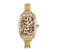 Loozykit Italian charm bracelet silver gold watch head 9mm Italian charms watch men stainless Geometric dial module watch detachable charms Ladies Watches girl boy Gift(Golden leopard5.7 * 2.13cm)