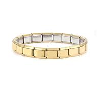 Loozykit Italian charm bracelet Starter Bracelet gold silver bangles for women Stainless Italian Charms bracelet for all classic 9mm charm detachable module bangle girl gift(Semi-golden 18cm)