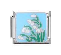 Loozykit Italian Charms Flower series Italian bracelet charms 9mm silver italian charm bracelet stainless splicable accessories Dripping oil charm DIY girl’s gift(White Lily of the Valley)