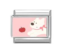 Loozykit Italian Charms Pet Photos Italian Charm Bracelet Charms silver 9mm Splicable italian bracelets for women's italan style charms stainless steel charm DIY Gift(Apple White Dog)