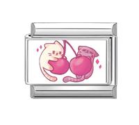 Loozykit Italian Charms Pet Photos Italian Charm Bracelet Charms silver 9mm Splicable italian bracelets for women's italan style charms stainless steel charm DIY Gift(Cherry double cat)