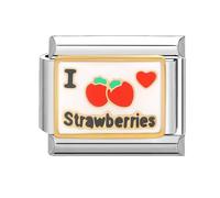 Loozykit Italian Charms silver 9mm adjustable Italian bracelet charms stainless steel splicable italian bracelet accessories colorful pattern charms for modul girl's gift(red strawberry)