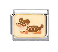 Loozykit Italian Charms Silver Cat Dog Italian Charm Bracelet Charm 9mm adjustable women's italian style charms bangle accessories stainless steel module Personality DIY Gift(Brown dog)