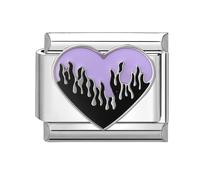 Loozykit Italian Charms silver stainless steel splicable Italian Charm bracelet 9mm italian bracelet charms Accessories Bow, heart pattern diamond charms for bracelet Personality(Purple love flame)
