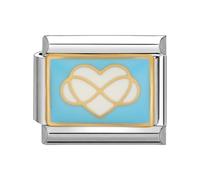 Loozykit Italian Charms silver stainless steel splicable Italian Charm bracelet 9mm italian bracelet charms Accessories Bow, heart pattern diamond charms for bracelet Personality(white heart)