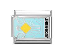 Loozykit Italian charms Tarot cards silver gold italian charm bracelet charms Tarot Italian Style Charm Links fit all classic 9mm Women's Italian Style Charms Bracelet DIY Gift(Judgment)