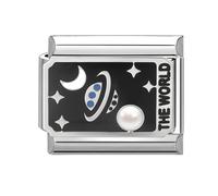 Loozykit Italian charms Tarot cards silver gold italian charm bracelet charms Tarot Italian Style Charm Links fit all classic 9mm Women's Italian Style Charms Bracelet DIY Gift(Black The World)