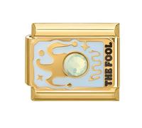 Loozykit Italian charms Tarot cards silver gold italian charm bracelet charms Tarot Italian Style Charm Links fit all classic 9mm Women's Italian Style Charms Bracelet DIY Gift(Gold The Fool)