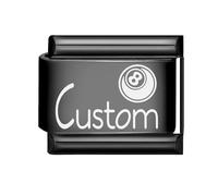 Loozykit Personalized Italian Charms Links with Text Pattern Custom 9mm Silver Gold Italian Charms Bracelet Link Star Heart Round Double layer stainless Steel DIY Gift(black)