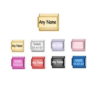 Loozykit Personalized Italian Charms Links with Text Pattern Custom 9mm Silver Gold Italian Charms Bracelet Link Star Heart Round Double layer stainless Steel DIY Gift (Text)