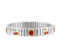 Loozykit stainless steel stretch silver gold Bracelet for women Men's ankle Bracelets Buckle-free adjustable Titanium Steel ladies Finished bracelets jewelry girl boy gift(Silver-G strawberry cherry)