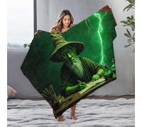 LOP Ashtray Green Wizard Crafting Spells Under Lightning Bolt Flannel Blanket Ashtray Throw Blankets For Couch(127x100cm)