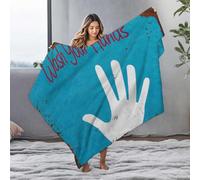 LOP Ashtray Rustic 'Wash Your Hands' Sign With White Hand Silhouette Flannel Blanket Ashtray Throw Blankets For Couch(125x150cm)