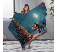 LOP Ashtray Santa Claus Lighting Up Presents Under A Full Moon On Christmas E Flannel Blanket Ashtray Throw Blankets For Couch(150x200cm)