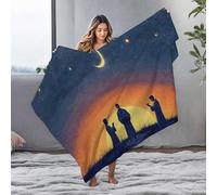 LOP Ashtray Three Figures In Robes Under A Starry Sky With A Crescent Moon Flannel Blanket Travel Blanket Easter Throw Blanket(150x200cm)