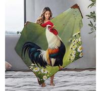 LOP Baby Blankets A Rooster Amidst Daisy Flowers In A Pastoral Scene Flannel Blanket Ashtray Cute Throw Blanket(125x150cm)