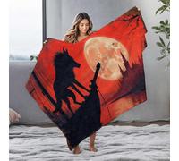 LOP Baby Blankets Wolf Howling At Full Moon On Haunted Ship Flannel Blanket Ashtray Cute Throw Blanket(150x200cm)