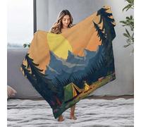 LOP Bag Campfire Glows In The Mountainous Wilderness At Sunset Flannel Blanket Soft Blankets Thick Blanket(125x150cm)