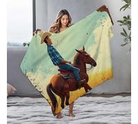 LOP Bag Riding Into The Sunset: A Western Adventure Flannel Blanket Soft Blankets Thick Blanket(127x100cm)