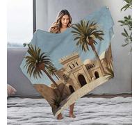 LOP Beach Blanket Desert Fortress With Palm Trees And Sand Dunes Flannel Blanket Blankets Custom Blanket With Picture(125x150cm)