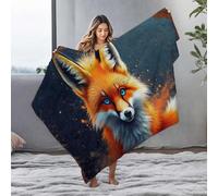 LOP Beach Blanket Fox With Blue Eyes: A Vibrant Portrait Flannel Blanket Large Throw Blanket Baby Blanket(127x100cm)