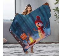 LOP Beach Blanket Snowman By The Campfire In Winter Wonderland Flannel Blanket Large Throw Blanket Baby Blanket(125x150cm)