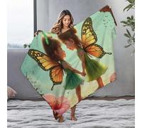 LOP Beach Blanket Two Little Fairies With Butterfly Wings Holding Hands On A Beach Flannel Blanket Large Throw Blanket Baby Blanket(150x200cm)