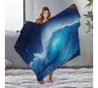 LOP Beach Blanket Whispering Waves: A Serene Ocean'S Embrace Under The Night Sky Flannel Blanket Cute Throw Blanket Easter Throw Blanket(127x100cm)