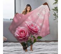LOP Bed Blankets Romantic Pink Roses With Dewdrops On A Soft Background Flannel Blanket Throw Blanket For Couch Yellow Throw Blanket(127x100cm)