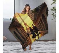 LOP Bed Blankets Romantic Sunset Stroll In Paris: A Couple'S Journey Near The Eiff Flannel Blanket Throw Blankets For Couch Soft Blanket(125x150cm)