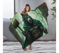 LOP Bed Blankets Wolf Warrior In Green Cloak Holding Wooden Mallet Flannel Blanket Throw Blankets For Couch Soft Blanket(125x150cm)