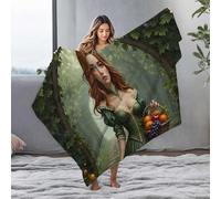 LOP Big Blanket Enchanted Forest Maiden With Fruit Basket Flannel Blanket Beach Blanket Thick Blanket(127x100cm)