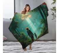 LOP Big Blanket Journey Through The Jungle: A Mysterious Encounter With An Alien Flannel Blanket Easter Throw Blanket Soft Blanket(127x100cm)