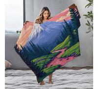LOP Big Blanket Mountain Serenity: A Pink River Flowing Through Lush Forests At S Flannel Blanket Beach Blanket Thick Blanket(150x200cm)