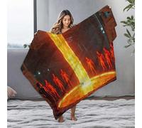 LOP Blankets Queen Size Alien Figures Gather Around A Luminous, Fiery Pillar In A Futuris Flannel Blanket Blanket Queen Size Personalized Baby Blanket(125x150cm)