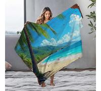 LOP Blankets Queen Size Beach Paradise: Tropical Palm Trees, Crystal Clear Waters, And Go Flannel Blanket Blanket Queen Size Personalized Baby Blanket(125x150cm)