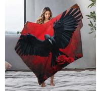 LOP Blankets Queen Size Black Raven With Red Roses Against A Dramatic Blood-Red Sky Flannel Blanket Blanket Queen Size Personalized Baby Blanket(150x200cm)