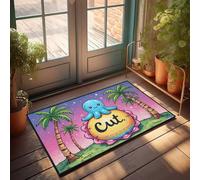 LOP Boys Bedroom Accessories Cutie Octopus On Tropical Island Night Sky Doormat Outdoor Doormats Door Mat Outdoor Entrance(50X80CM)