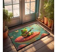 LOP Cave Man Bar Frog Serenades On A Mushroom Throne Doormat Outside Fall Decor Teens Stuff(65X90CM)