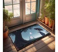 LOP Cave Man Bar Rainy Night: Ghostly Encounter Under The Tree Doormat Outside Fall Decor Teens Stuff(50X80CM)