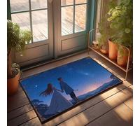 LOP Cave Man Bar Romantic Night Under The Stars: A Couple'S Journey Through Time Doormat Outside Fall Decor Teens Stuff(40X60CM)