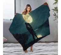 LOP Comfy Blanket Romantic Moonlit Kiss By The Lake Flannel Blanket Yellow Throw Blanket Yellow Throw Blanket(127x100cm)