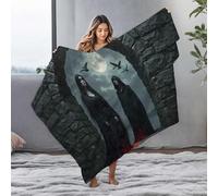 LOP Custom Blanket With Picture Dark Figures Under The Moonlit Sky: A Gothic Fantasy Scene Flannel Blanket Comfy Blanket Blanket Queen Size(125x150cm)