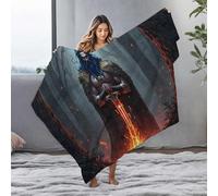 LOP Cute Throw Blanket Viking Warrior With Flaming Sword In Mystical Forest Flannel Blanket Easter Throw Blanket Thick Blanket(125x150cm)
