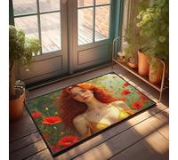 LOP Door Mats Indoor Entrance Golden Poppy Fields: A Whimsical Portrait Of Nature'S Beauty Doormat Hot Cocoa Bar Decor Outdoor Fall Decor(65X90CM)