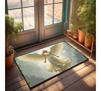 LOP Doormats With Funny Sayings Angel In White Dress With Outstretched Wings Soaring Through Clou Doormat Large Front Door Mat Outdoor Gamers Accessories(50X80CM)