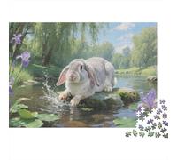 Lop-eared Rabbit 1000 Piece Adult Jigsaw Puzzles Festive Gifts Family Challenging Educational Games Home Decoration for Adults And Kids Age 12 Years Up 1000pcs (75x50cm)